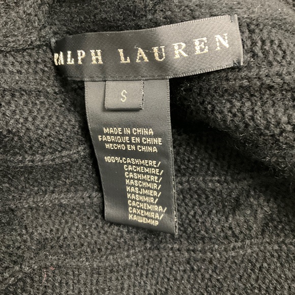 RALPH LAUREN BLACK LABEL BLACK CABLE KNIT CASHMERE CARDIGAN SWEATER - Picture 4 of 4
